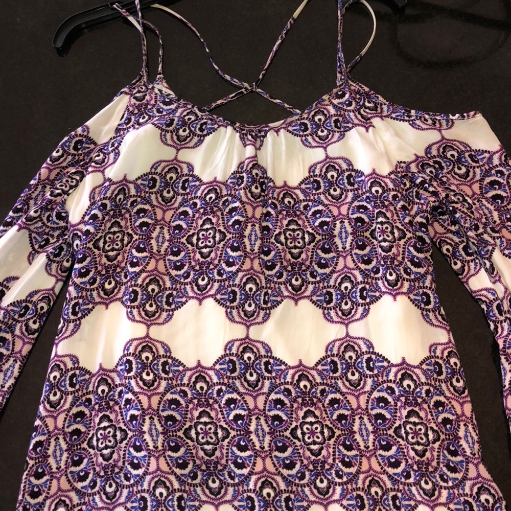 Purple  and white off the shoulder dress